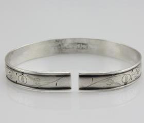 Antique Jewelry Sterling Silver Bracelet Vintage Cuff Bangle 20g 